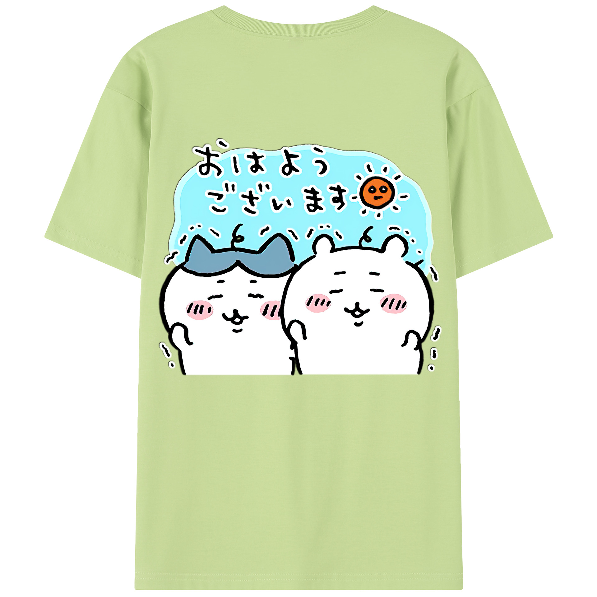 （画像用） ちいかわ ハチワレ Chii-kawa hachiware 綿100％半袖Tシャツ（背面プリント）